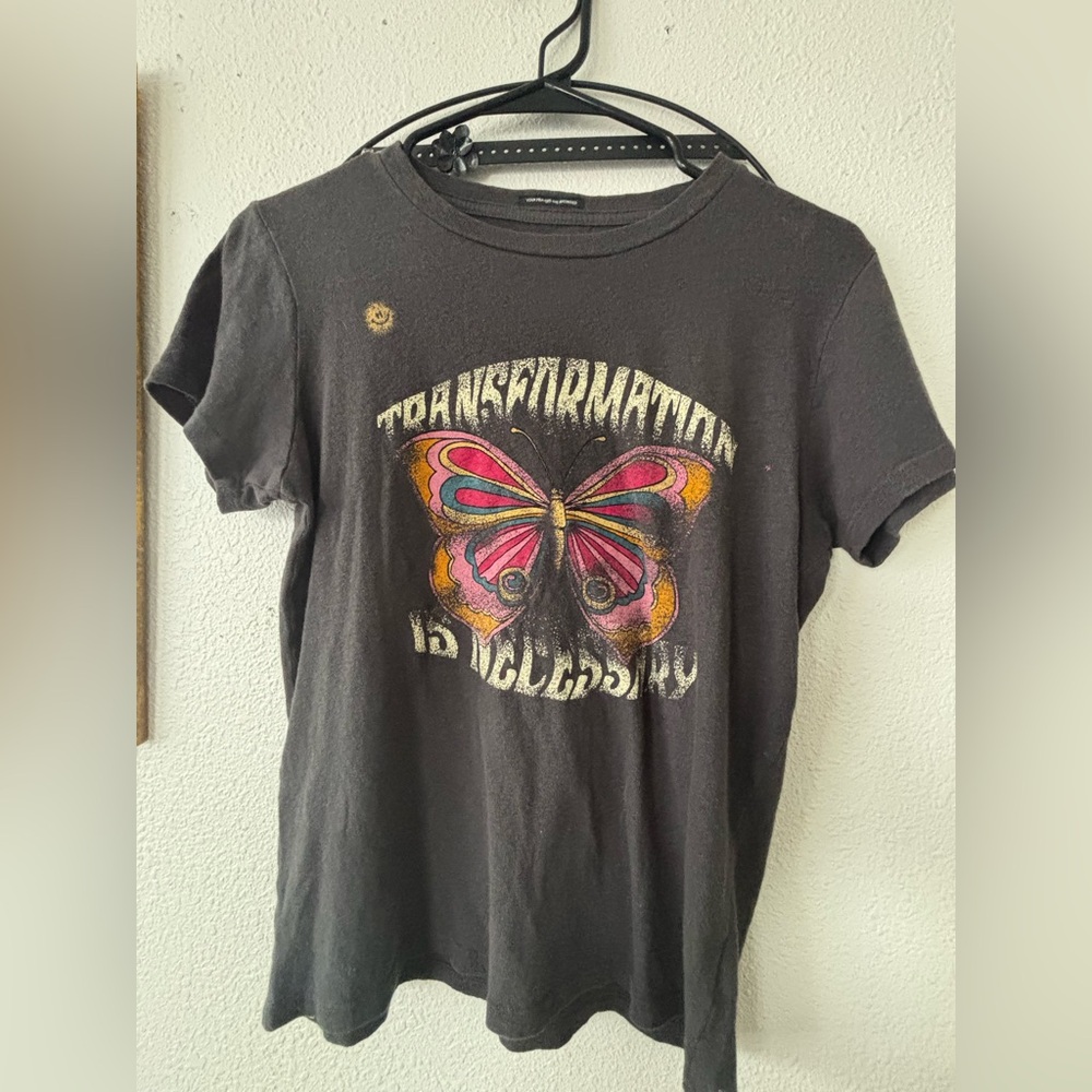 MOTHER Black Cotton-Linen Blend Top